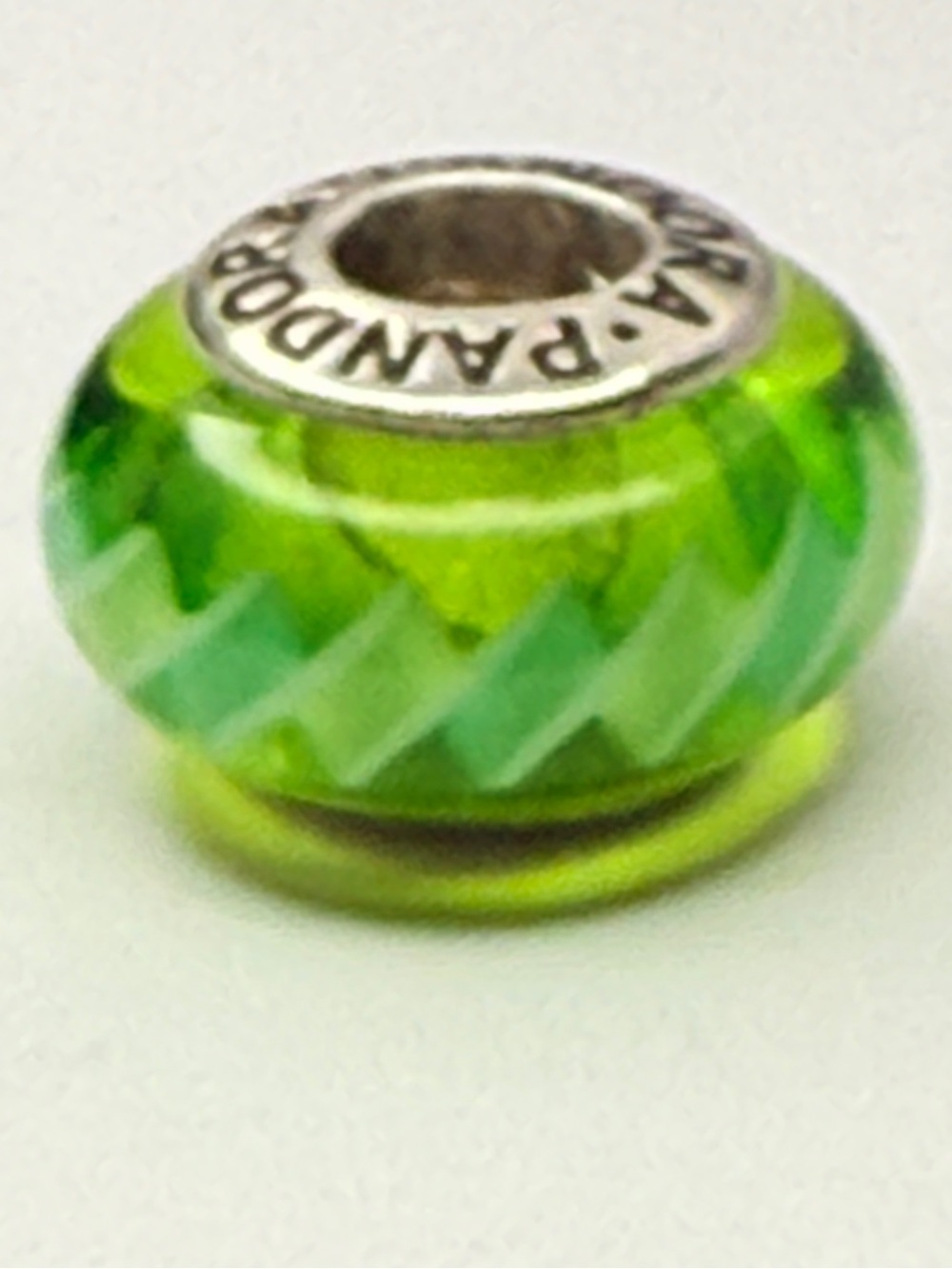 Retired Pandora Green Zig Zag Murano Charm 790616 Sterling Silver 925 ALE
